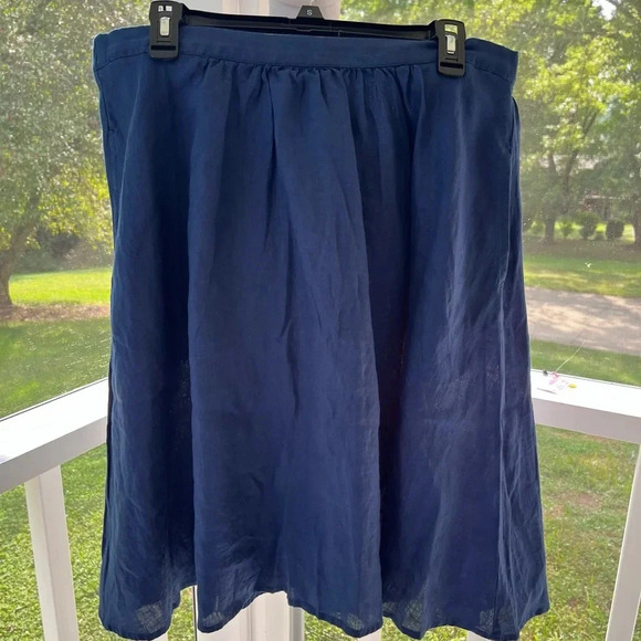 NWT St. Tropez blue knee length linen skirt XL - Picture 2 of 7